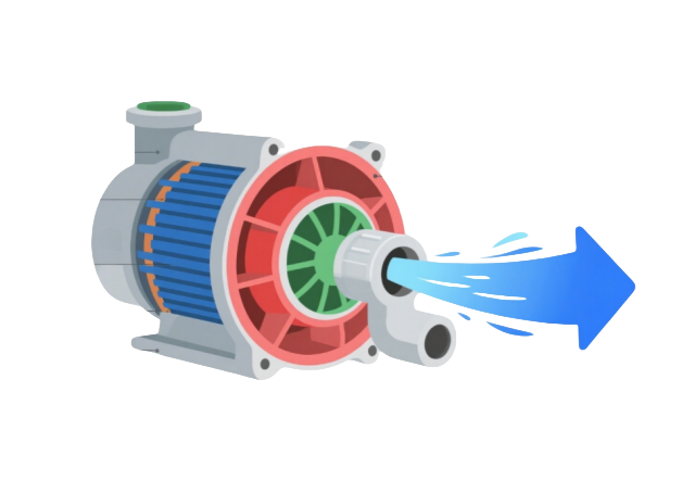 Please explain the specific working principle of the water pump.