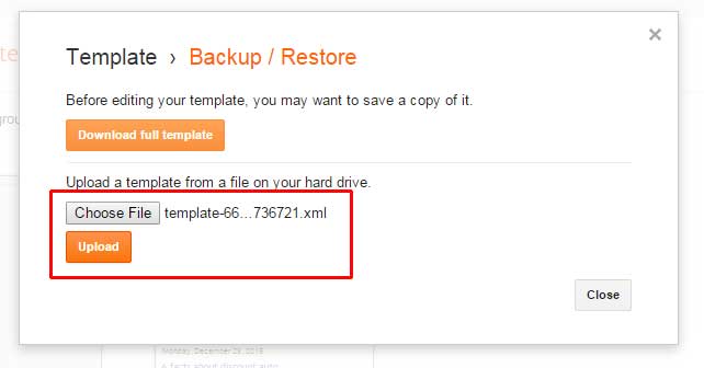 Upload backup file